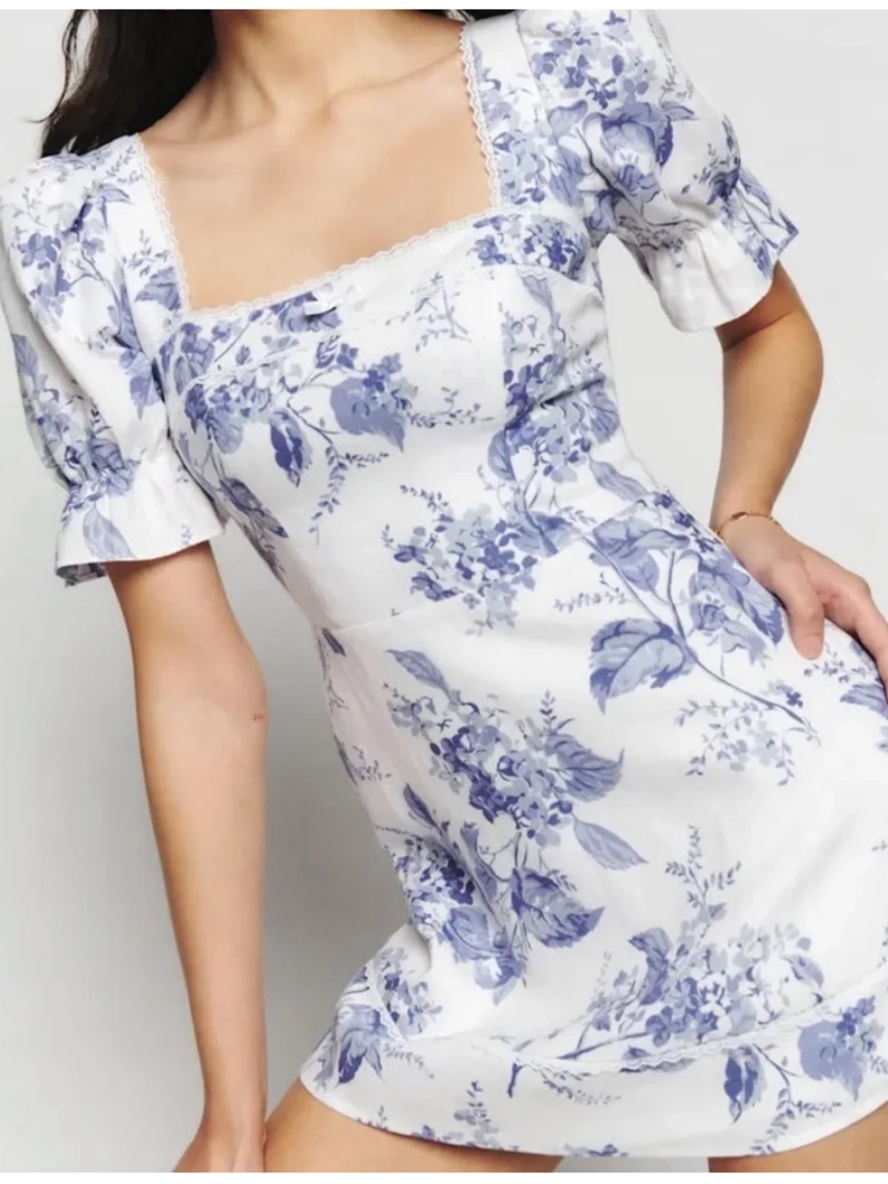 REFORMATION Evianna Linen Dress, Lupine, size 8